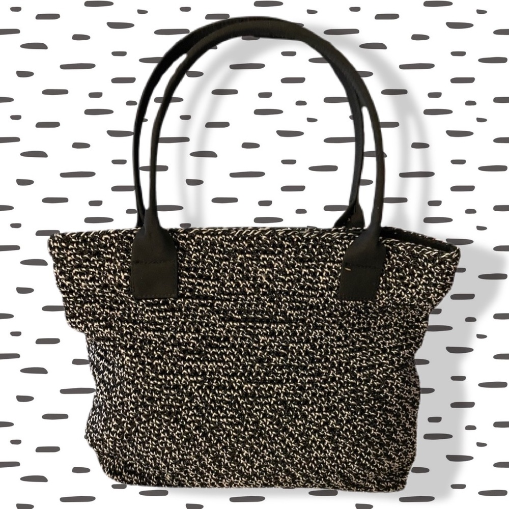 Black and white tweed bag